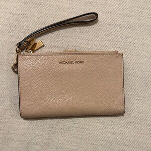 Authentic Michael Kors Phone Leather Wristlet with Gold Hardware